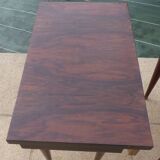 2 Bedside tables typical of the 50s in mahogany-colored varnished wood.