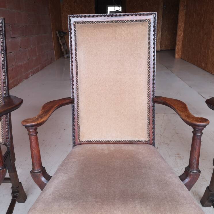 3 fauteuils chippendale en chêne massif, XIXème siècle