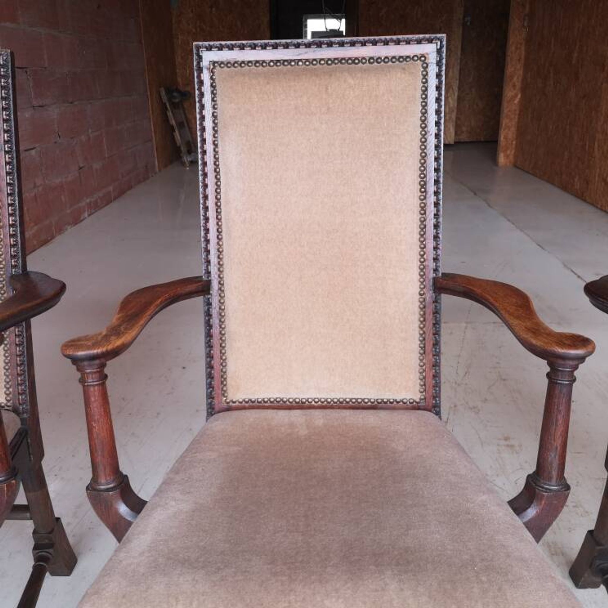 3 fauteuils chippendale en chêne massif, XIXème siècle