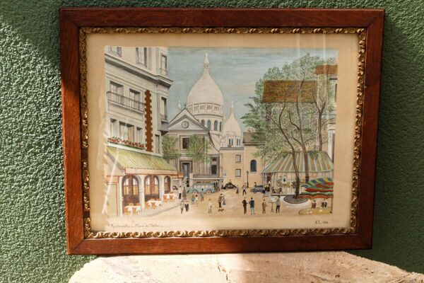 Dessin, la place du Tertre, Montmartre, art naïf