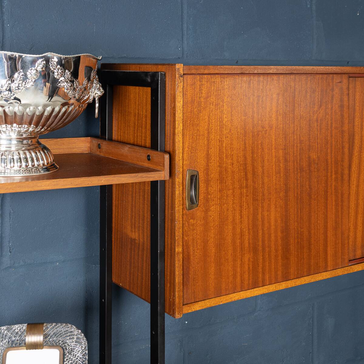 Vintage 20thc italian modular teak wall cabinet c.1960