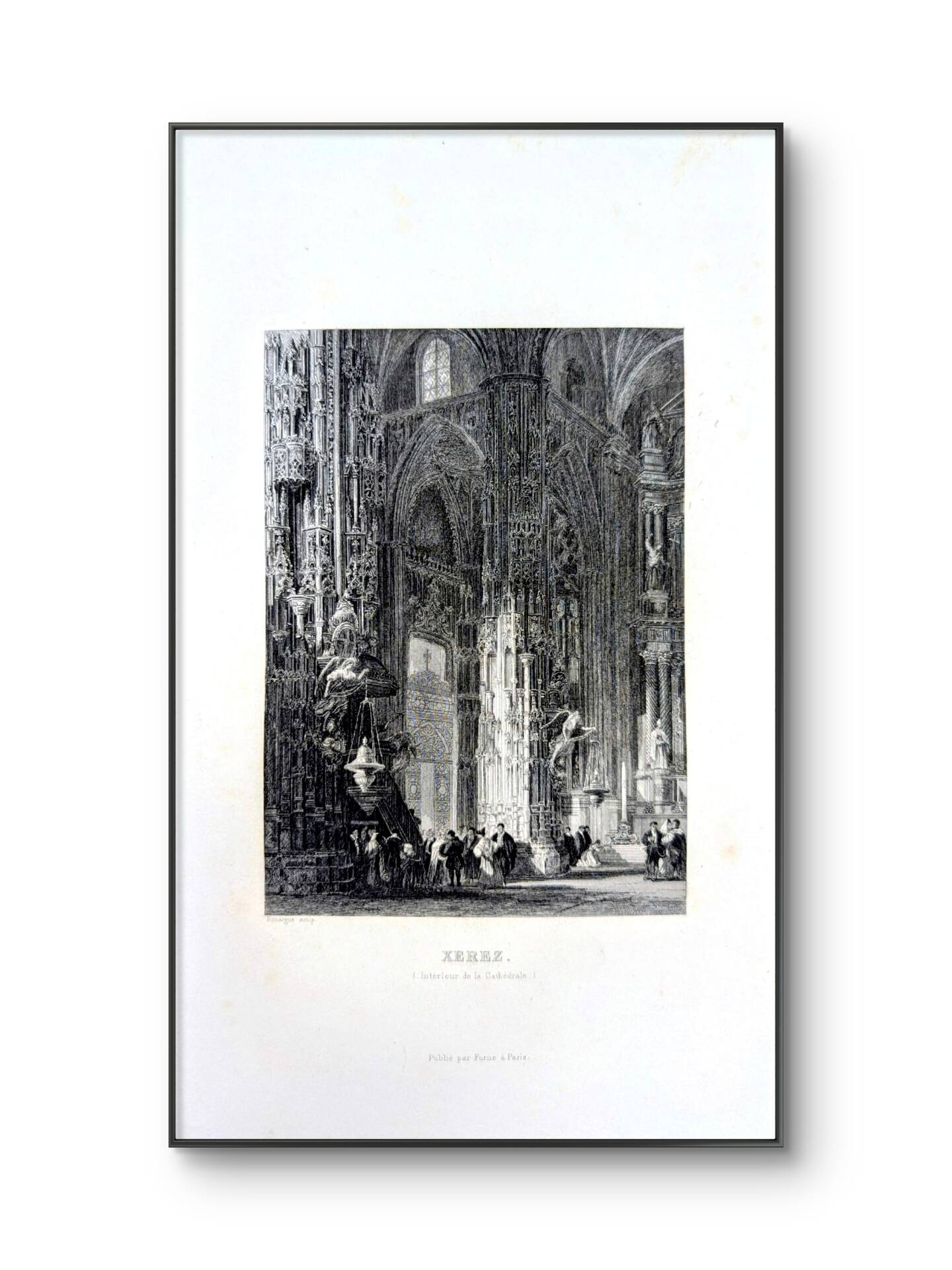 Cathédrale de Xerez, gravure, imprimée en 1841