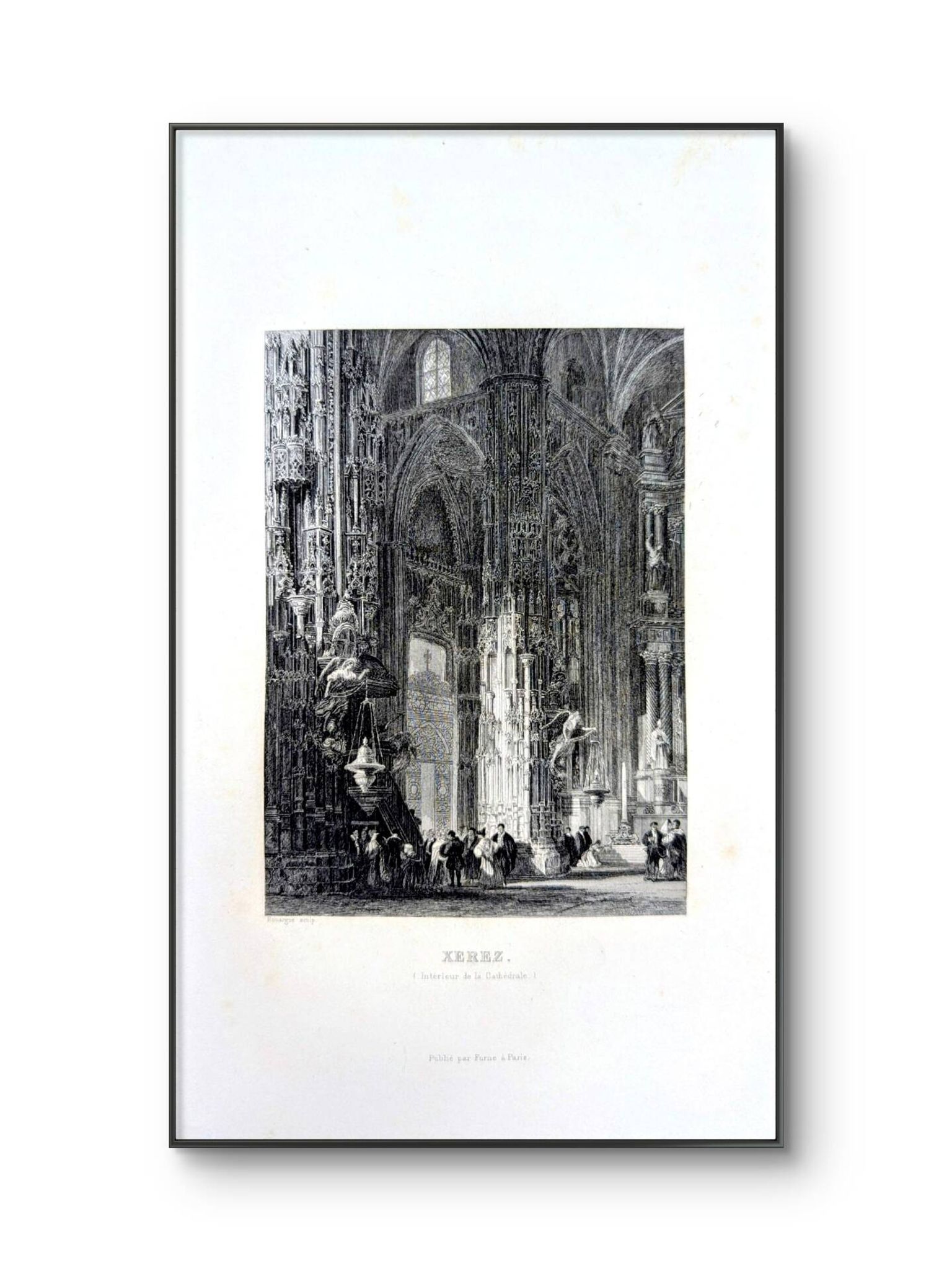Cathedral of Xerez, vintage engraving, printed in 1841.