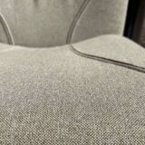 Vintage modular sofa, five armchairs and coffee table, beige wool