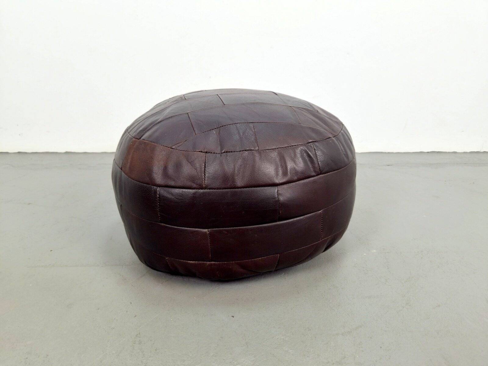 Vintage French Patchwork Leather Ottoman, 1960s