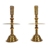 Pair of altar candlesticks in brass, Vietnam, 20th century