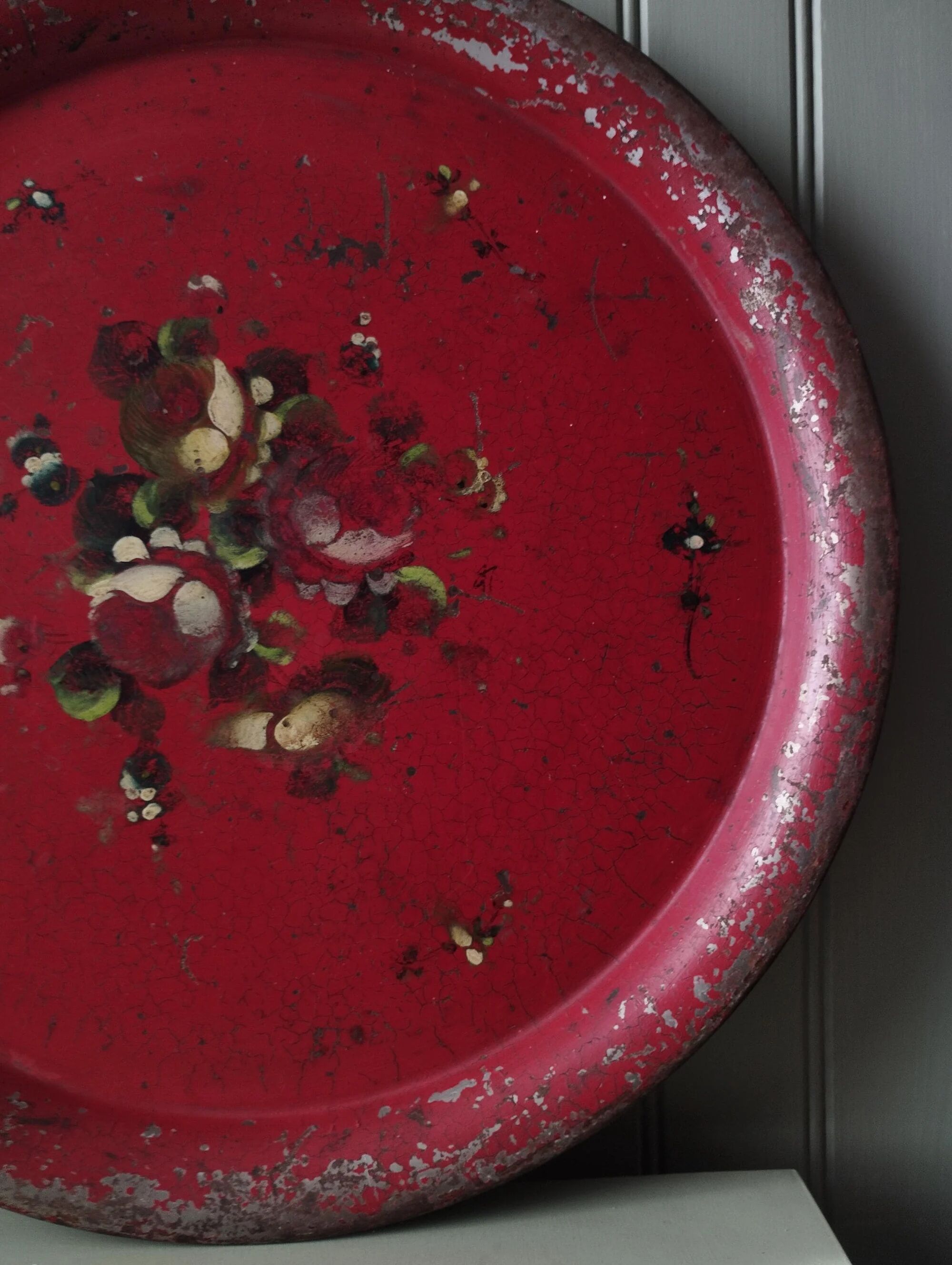 Very large Napoleon III painted tin tray