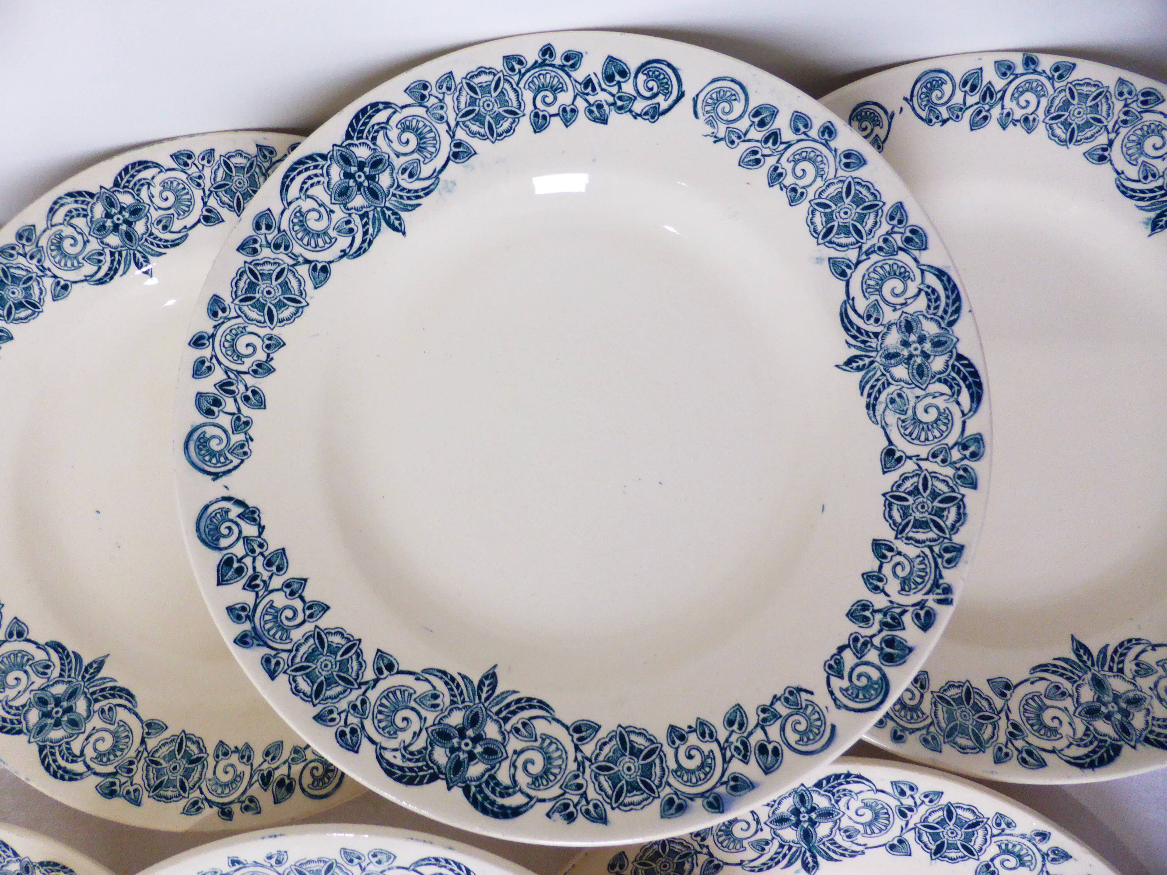 6 vintage Longchamp ironstone dessert plates, Alesia model 211226