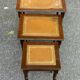 3 nesting tables in solid wood and tawny leather from the 1950s.