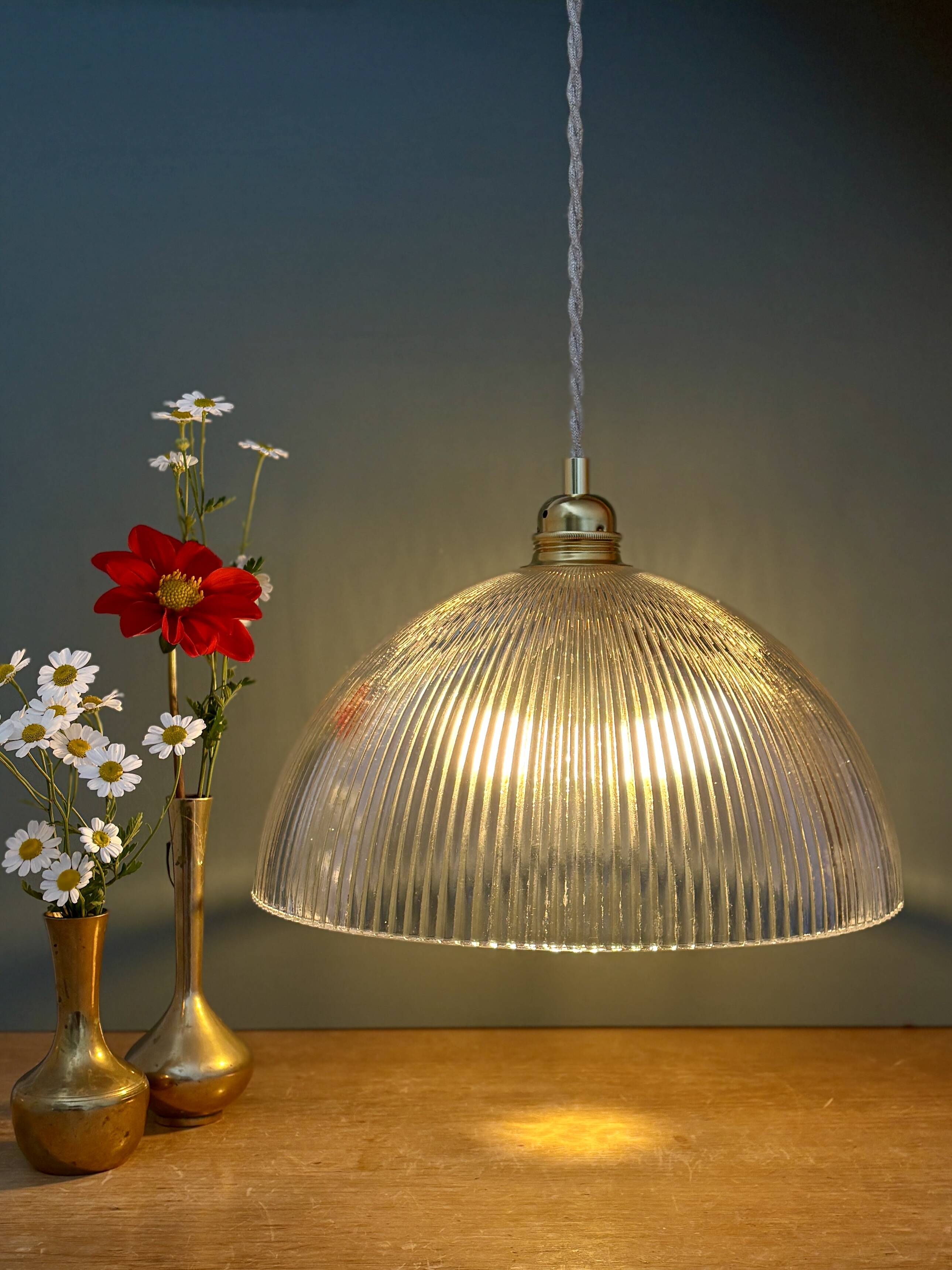 Striped glass pendant light