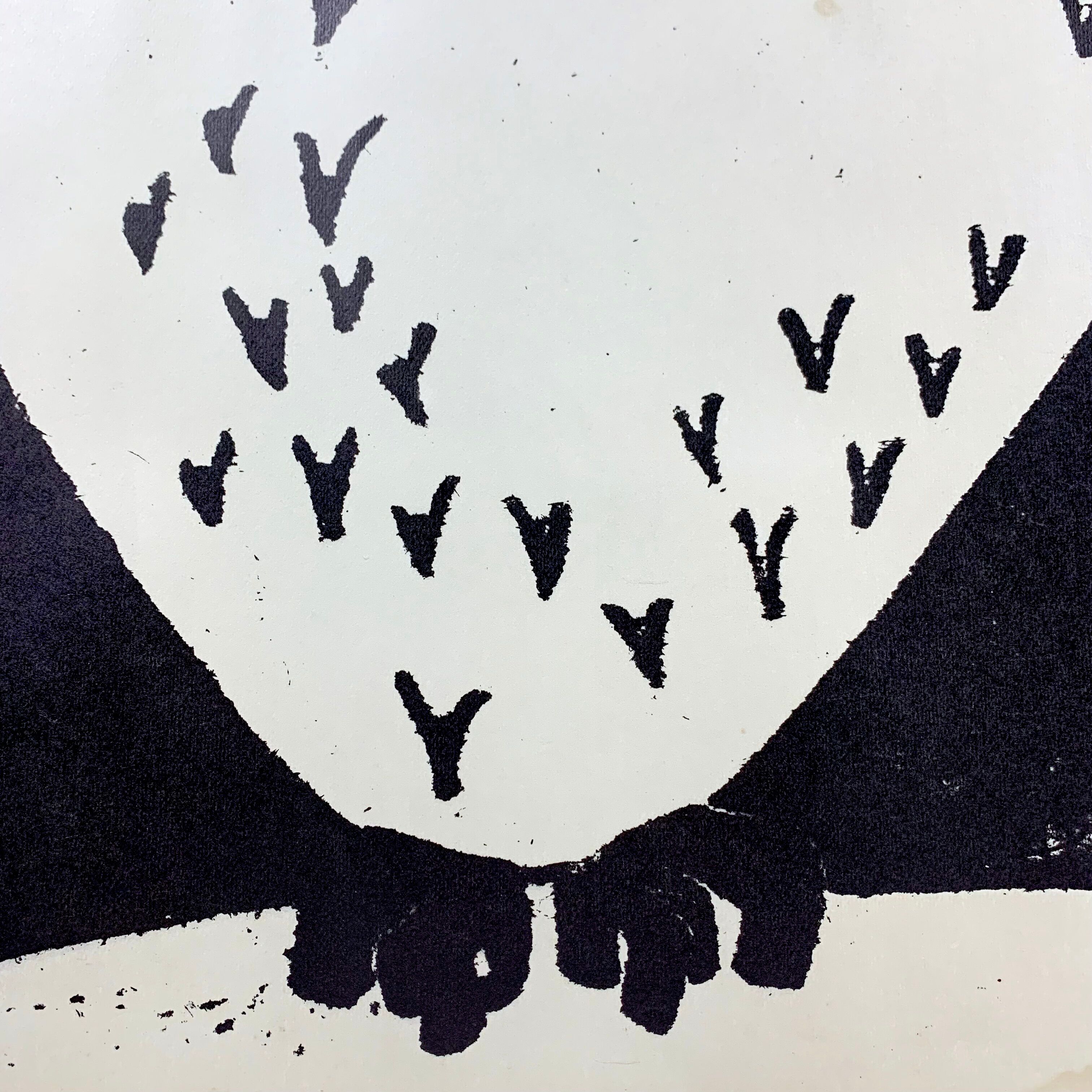 Lithograph "The Owl" black and white - Modern art