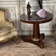 Empire style pedestal table in mahogany, gilt bronze, grey Saint Anne marble top, circa 1800