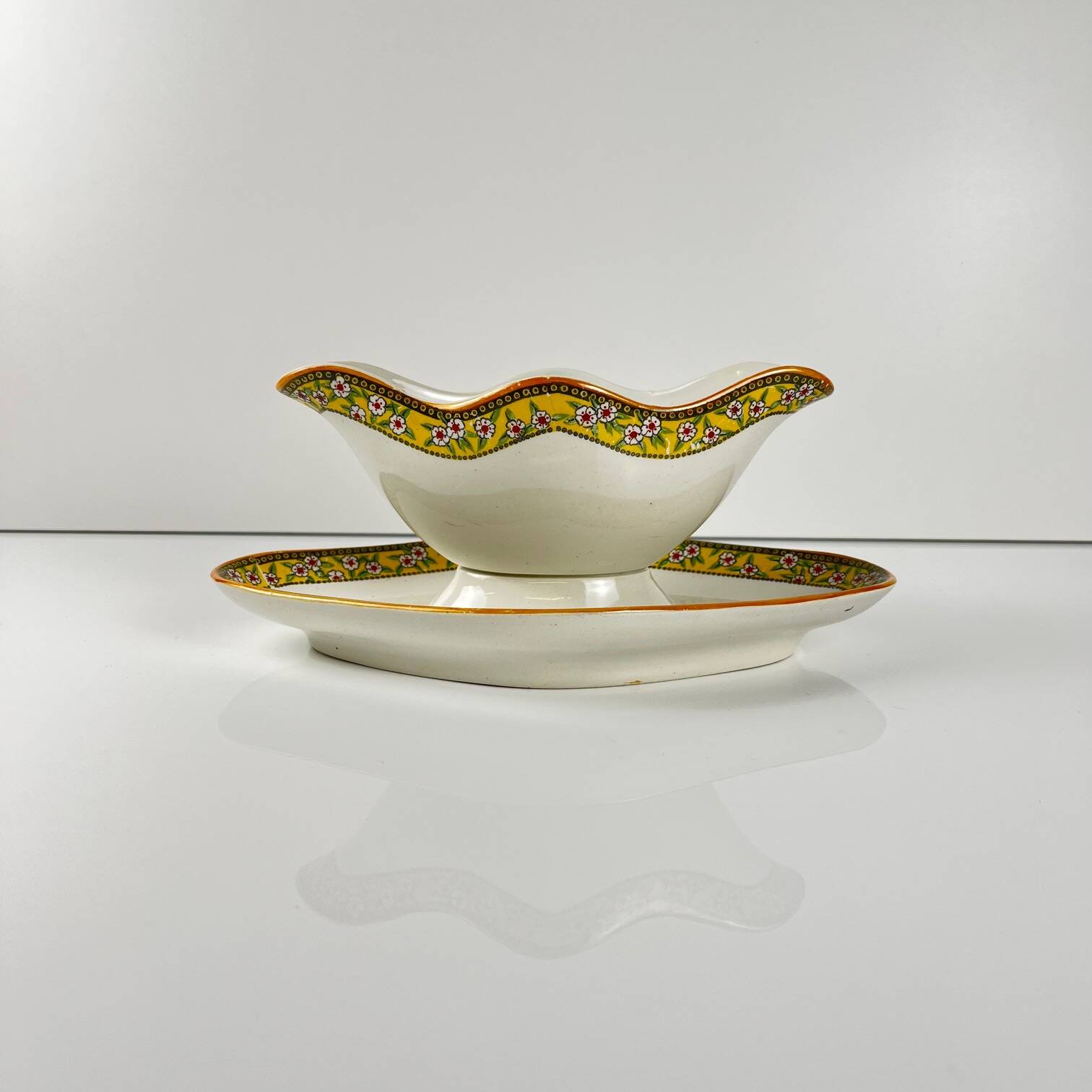 "Yvonne" ironstone sauceboat, Orchies, early 20th century