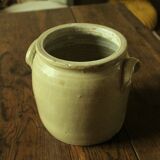 Grey glazed stoneware pot two handles 5 L