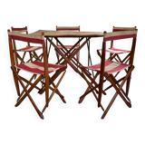 Authentic French outdoor terrace set, 5 chairs and table