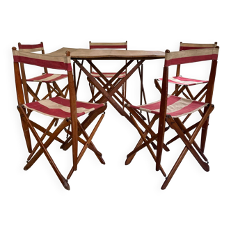 Authentic French outdoor terrace set, 5 chairs and table