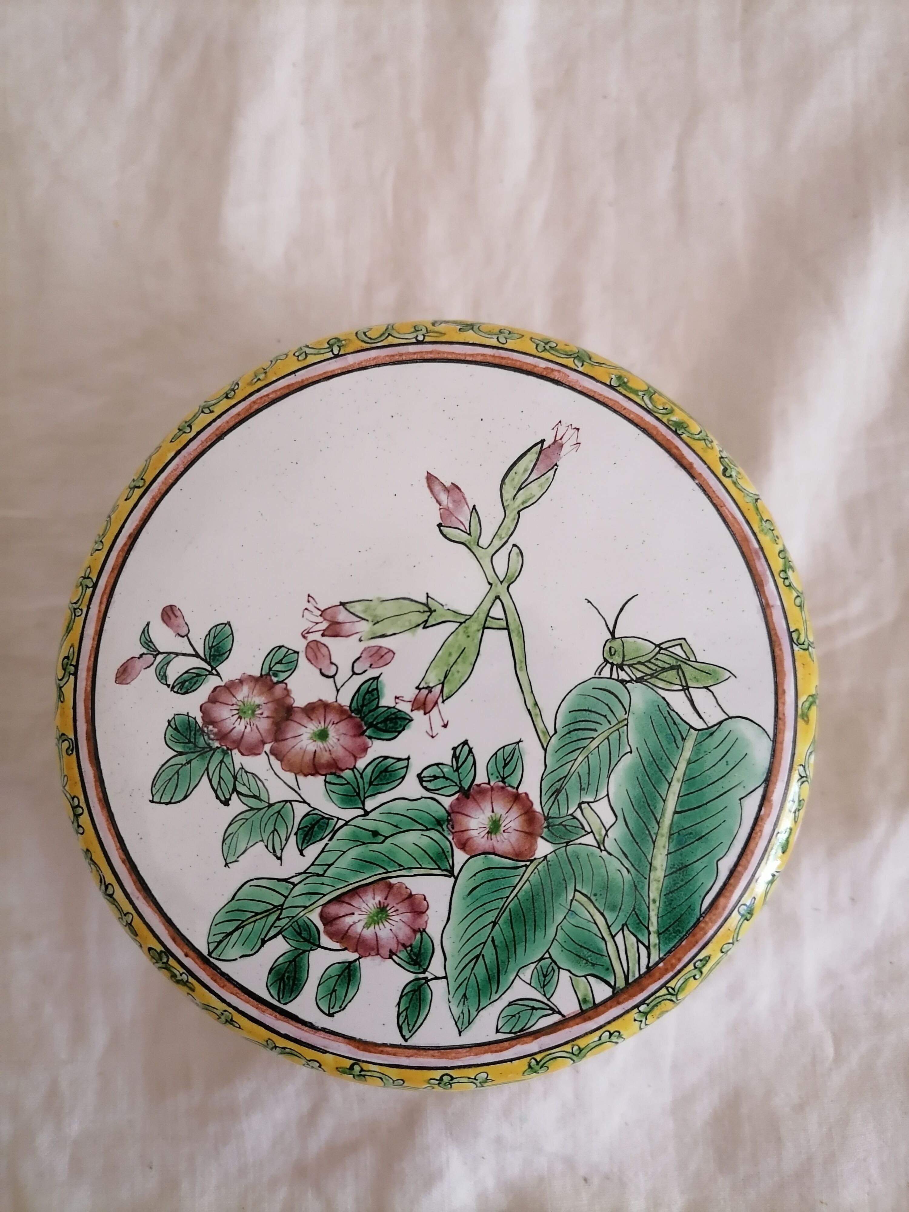 Old Chinese enamelled copper box.