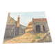 Painting on canvas signed “Wyett” – Village scene with chickens