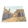Painting on canvas signed “Wyett” – Village scene with chickens