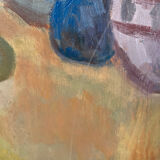 Still life and flowers, oil on panel signed Marina Farolet.