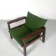 Mid-Century Armchair, Green Fabric & Wood, Italy, 1960