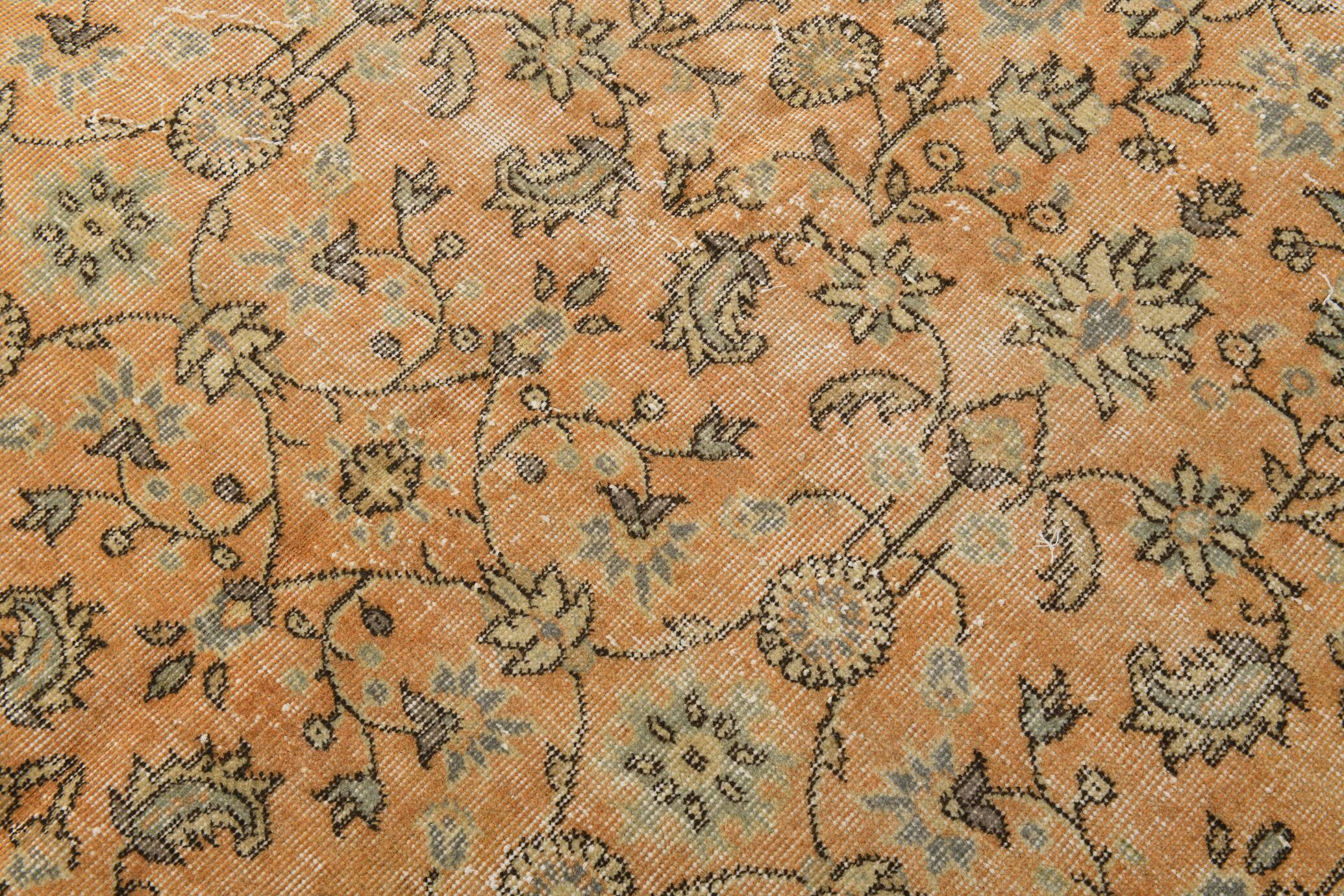 5x9 Vintage Orange Floral Turkish Area Rug, 160x271Cm