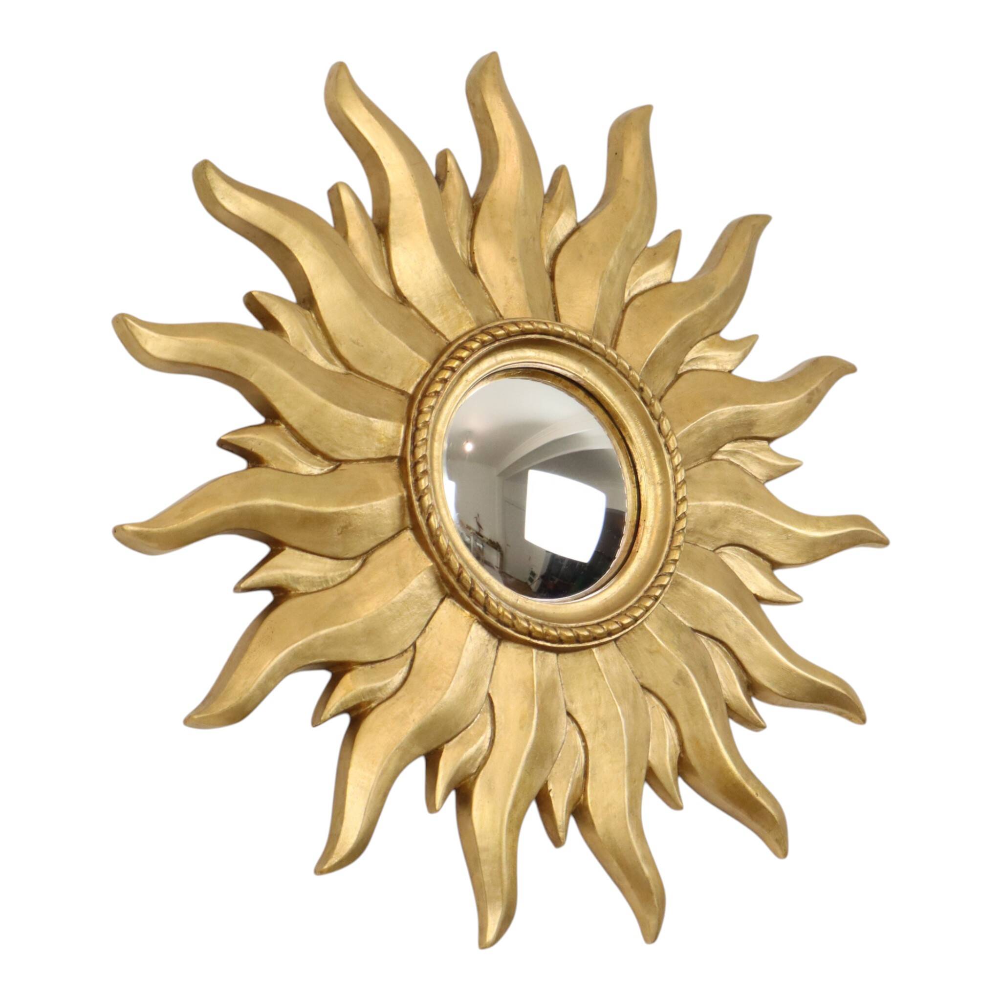 Vintage Gold Sunburst Convex Mirror 54cm