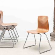 Flötotto chair with straight shell, oak and chrome