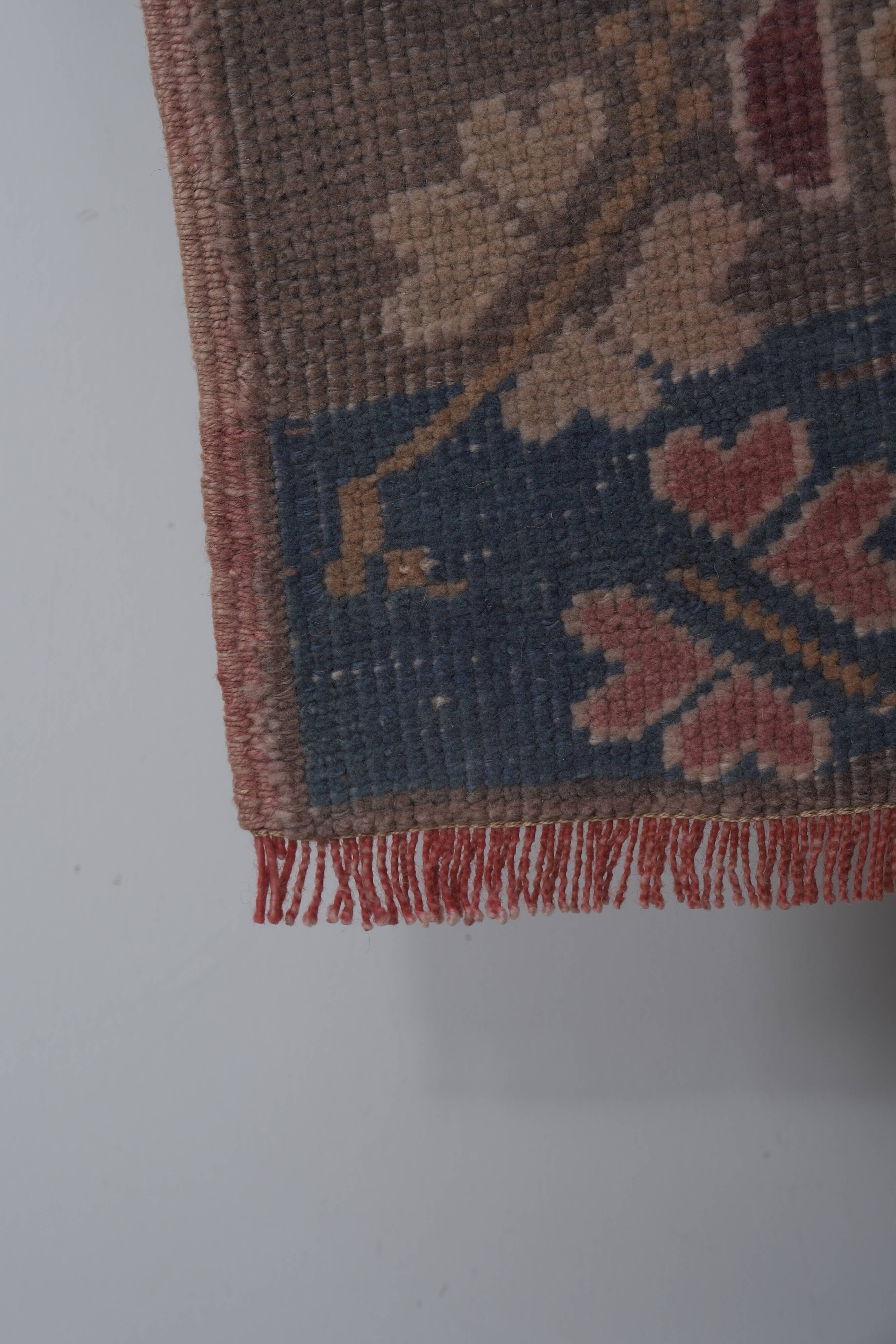 Vintage Turkish Oushak Rug Handwoven 102x237 cm