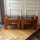 Pair of vintage bedside tables in wood and smoked glass