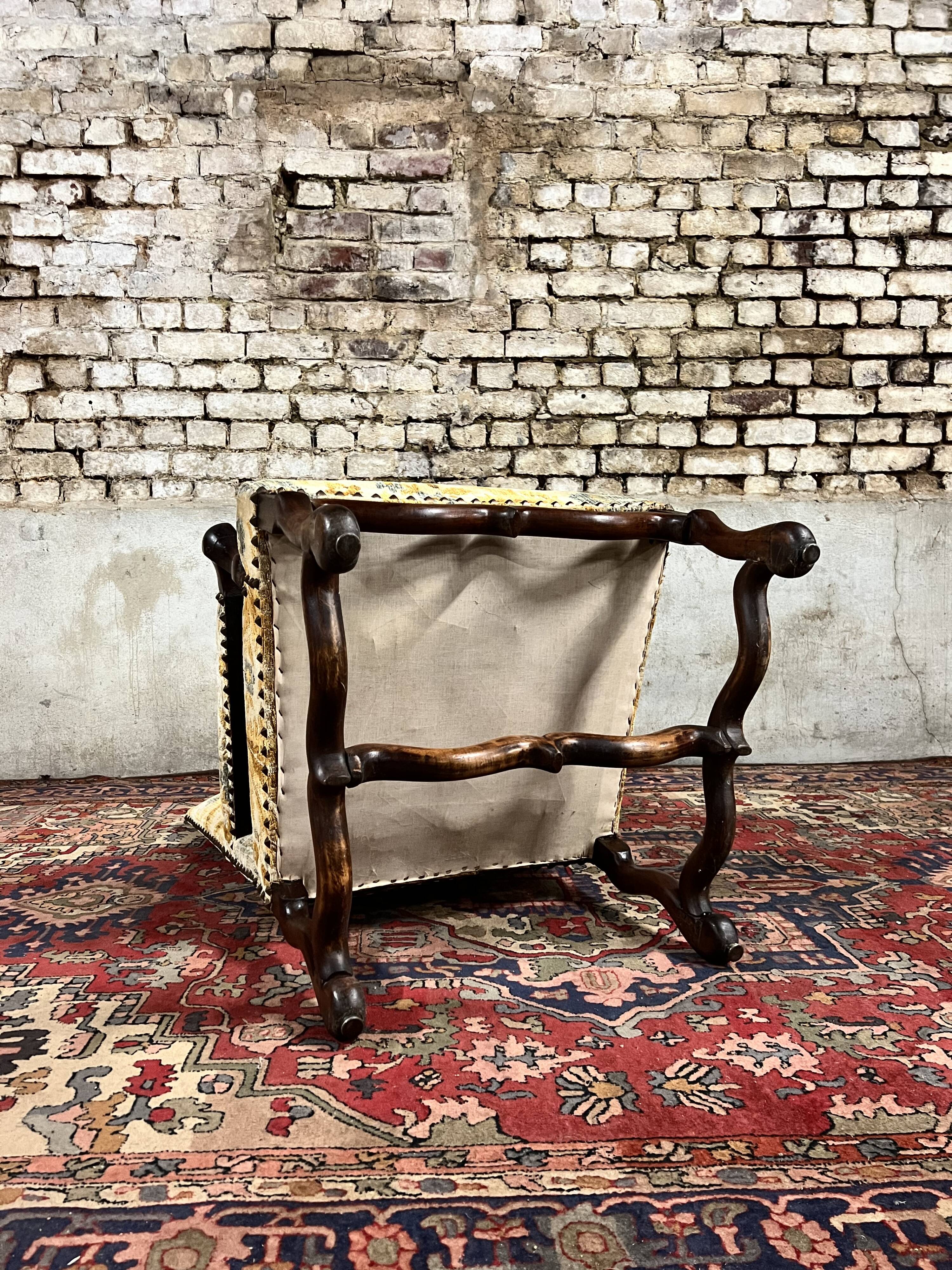 Walnut armchair from louis xiii period from the 17th century