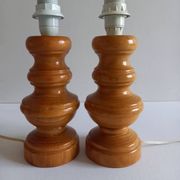 Pair of wooden lamp legs turned vintage 70s