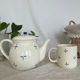 Teapot/coffee maker set with mug slip pattern breakfast hand-painted pieces