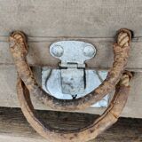 Old suitcase in canvas, wood and metal
