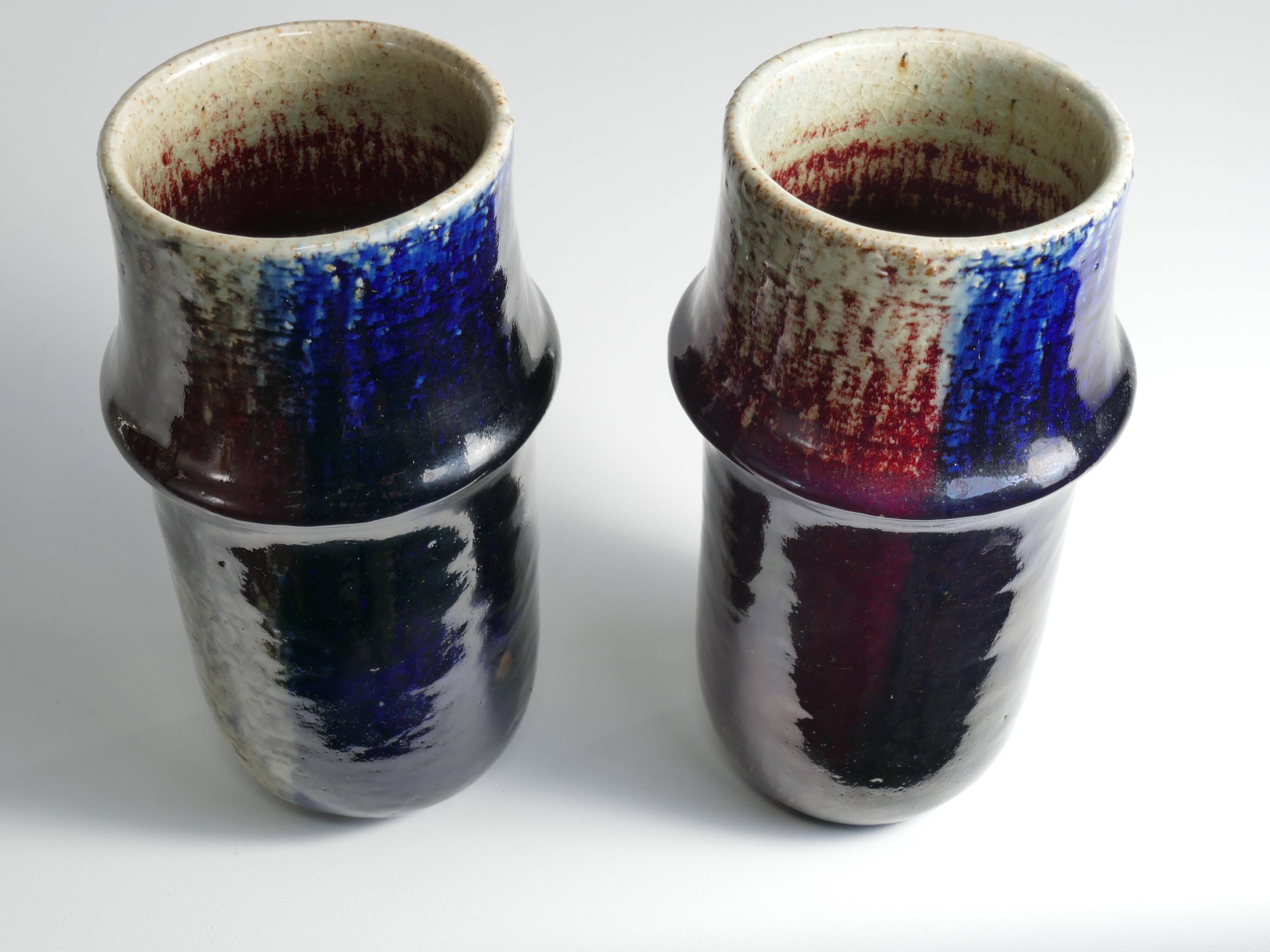 Scandinavian Modern Ceramic Vases, Sylvia Leuchovius, Rörstrand 1976,  Set of 2