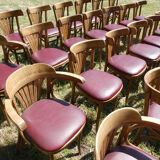 Set of 41 bistro chairs seated red skaï