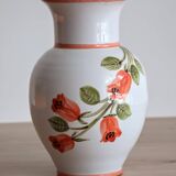 Vase à fleurs décor fleurs oranges numéroté