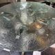Paire de tables basses rondes, verre, ca 1970