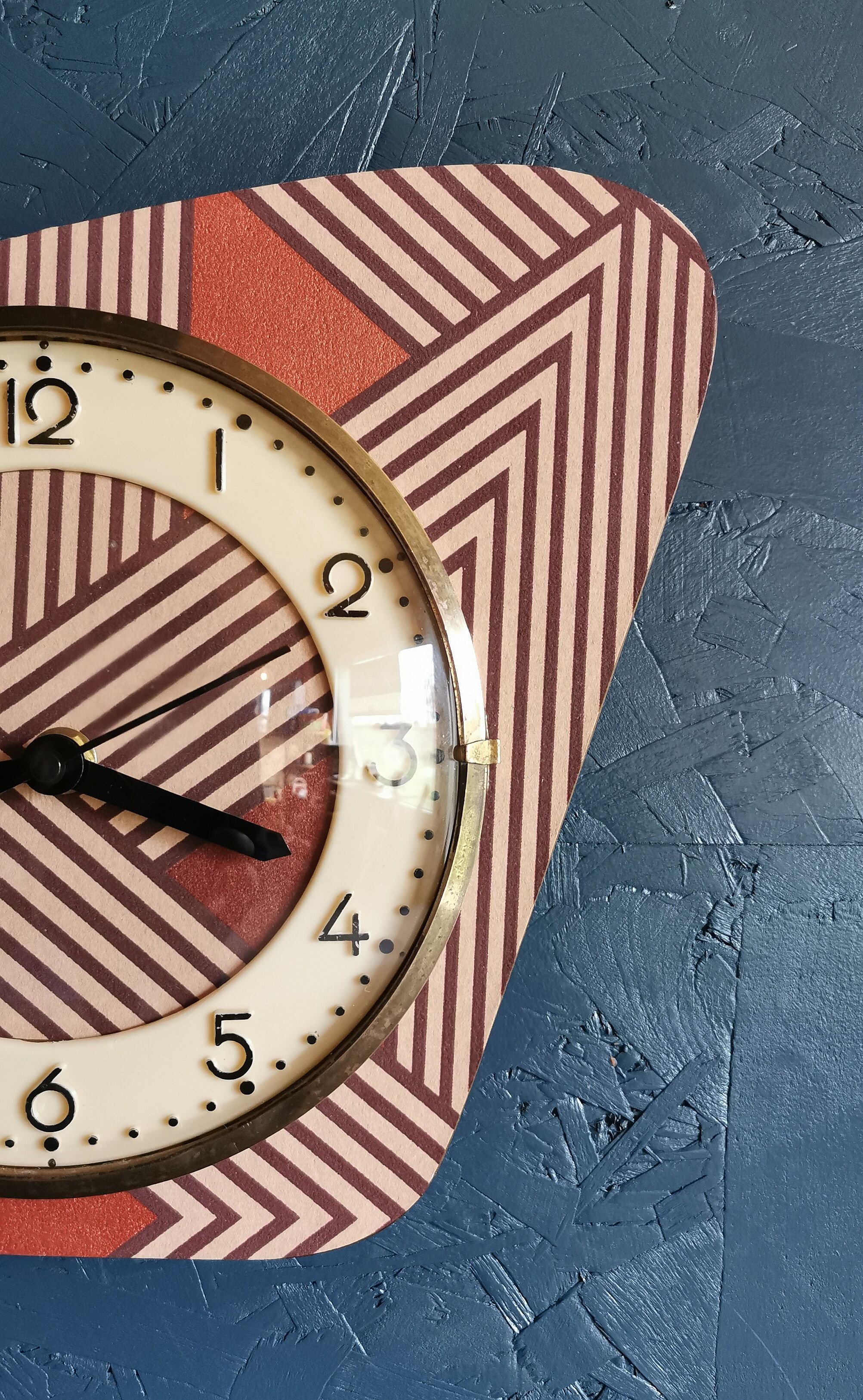 Vintage clock asymmetrical silent wall clock "pink copper"