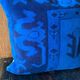 Vessel Motif Rug Cushion, Cobalt Navy Wool, Tribal Kilim Decor 20x20