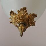 Antique French Louis XVI Style Glass and Bronze Pendant Lamp c. 1900