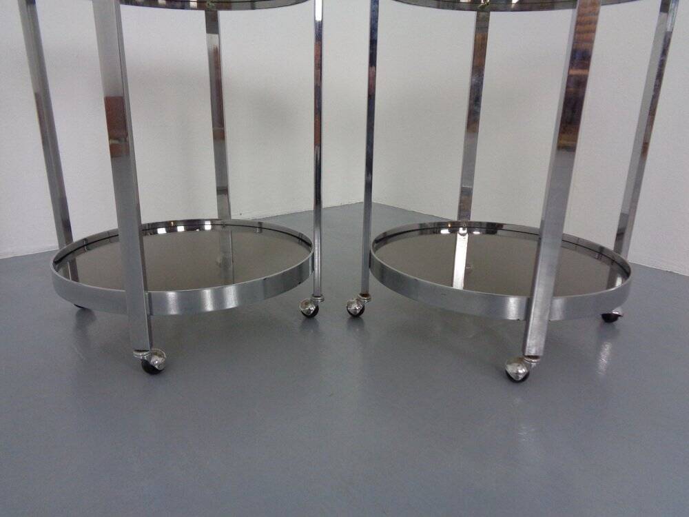 Mid-Century Glass & Metal Serving Bar Carts, 1960s, Set of 2