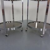 Mid-Century Glass & Metal Serving Bar Carts, 1960s, Set of 2
