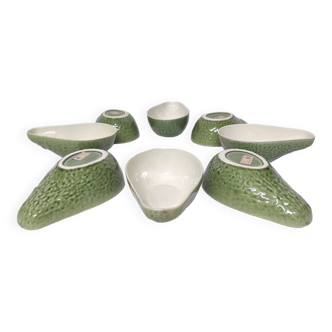 Set of 8 avocado-shaped ceramic bowls Bordalo Pinheiro Portugal