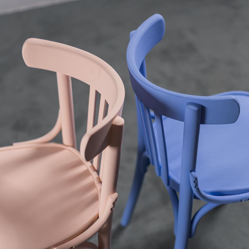 Set of 4 chairs in multicolor 50s vintage modern wood