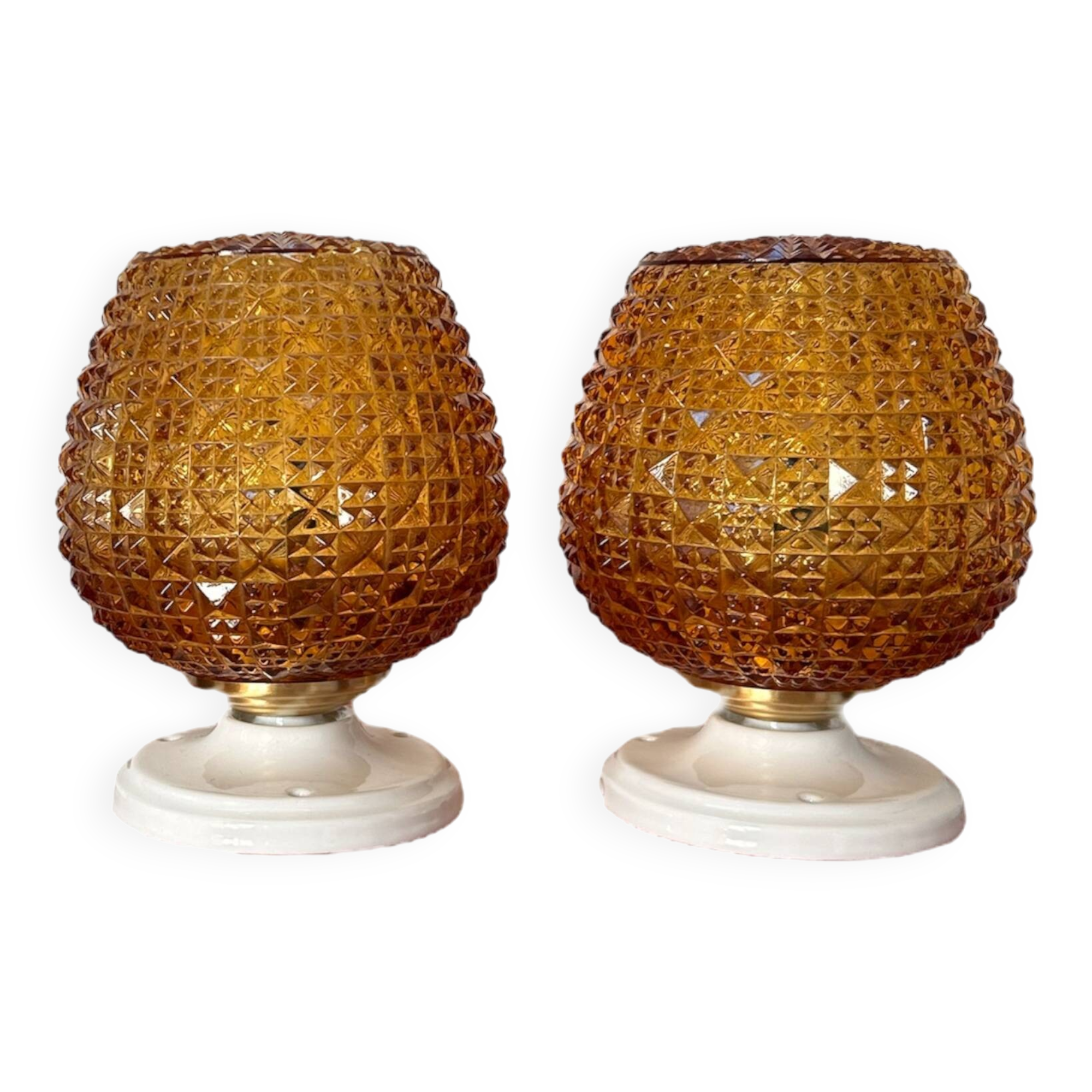 Pair of gold glass wall sconces