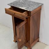 Bedside table in solid walnut with Marble Ste Anne, 1900