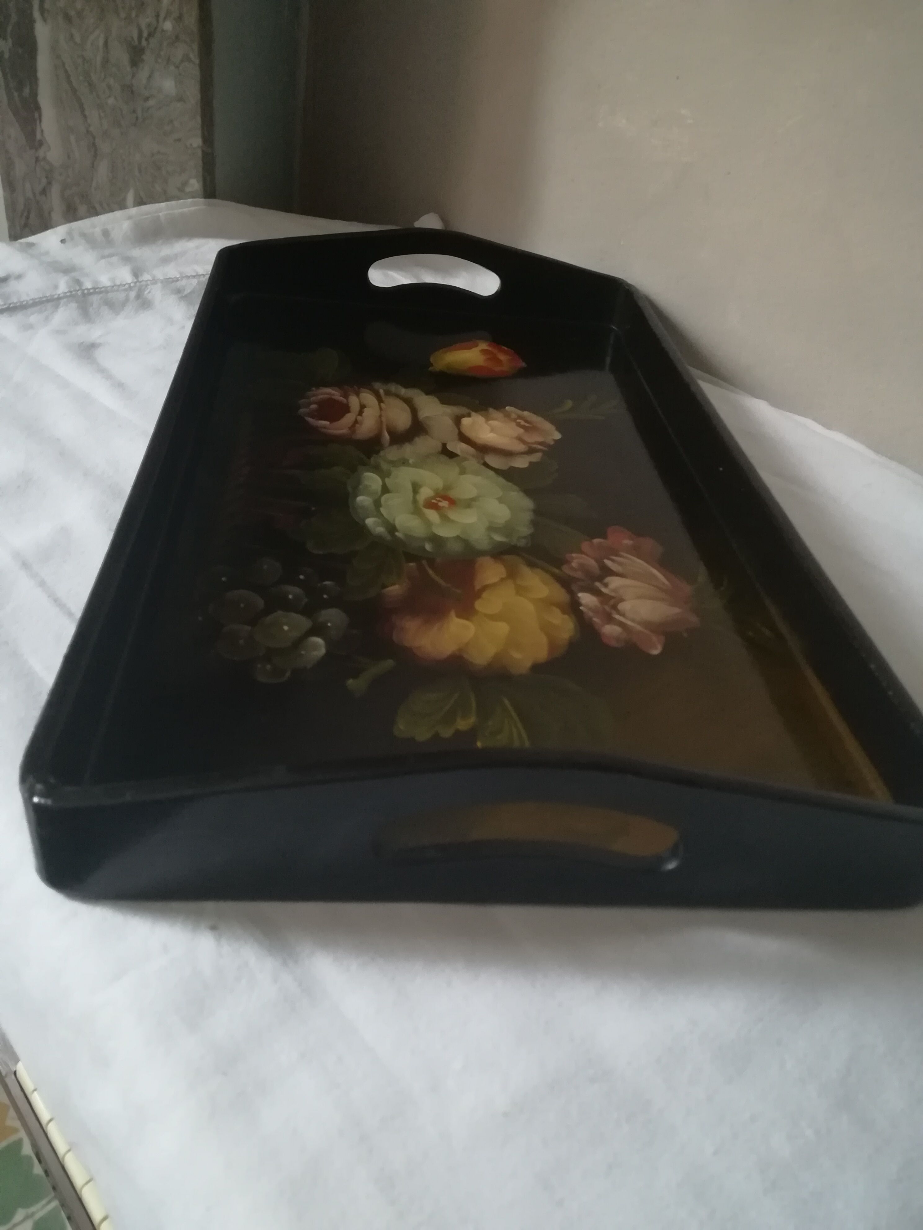 Painted wooden tray