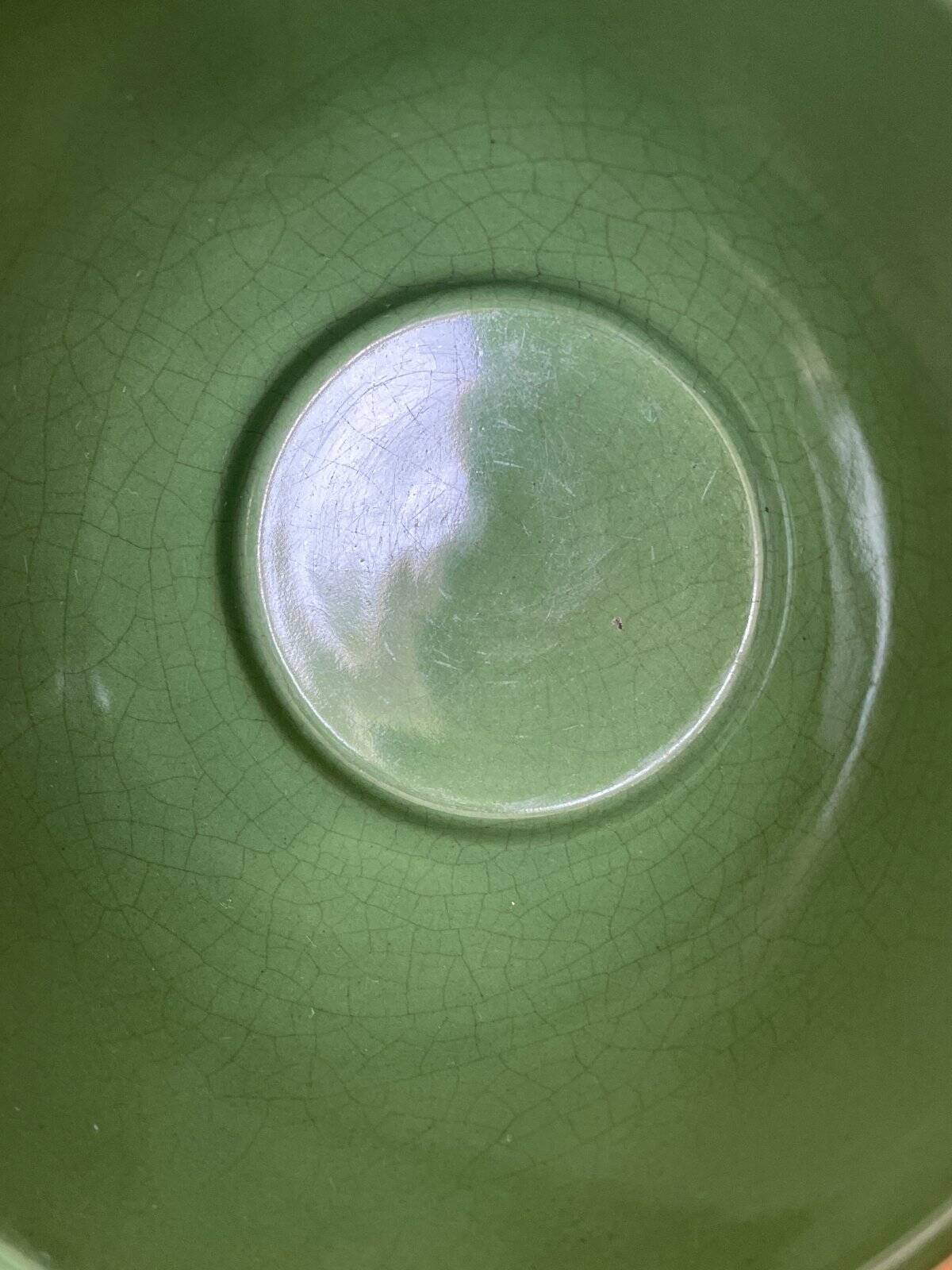 Large vintage green faceted bowl