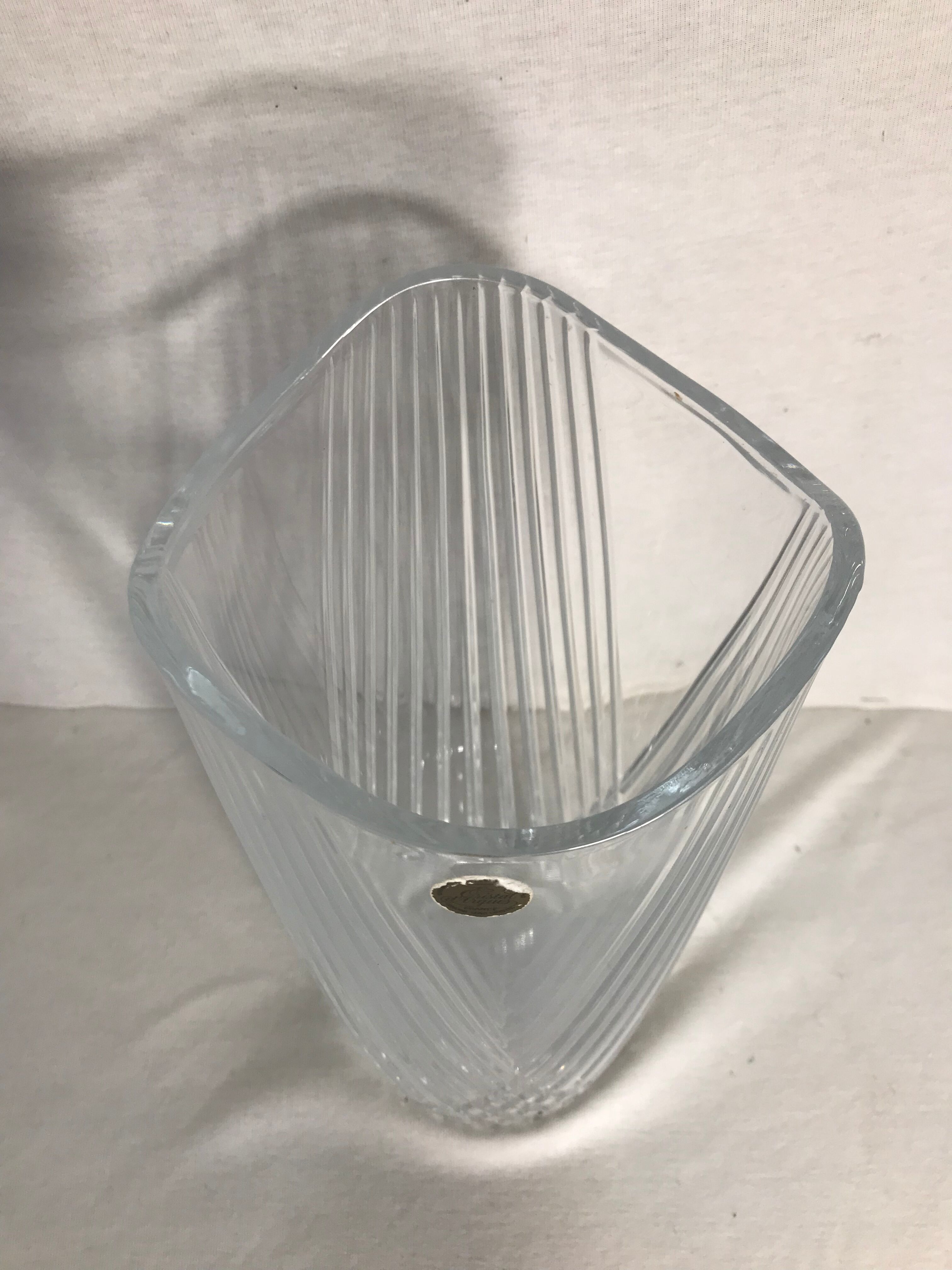 Old vase glass of cristal d'arques made in France decoration vintage